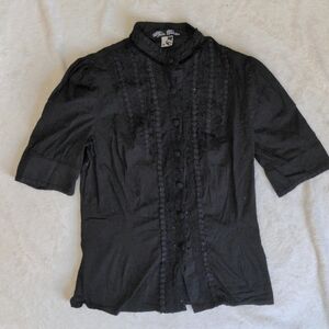 Spin Doctor Victorian Goth Steampunk Loli Lace Button High Neck Blouse Cosplay M